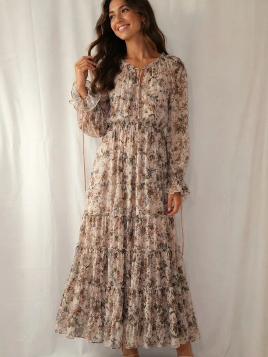 ANTONIO MELANI Dresses & Skirts - Antonio Melani Boho Floral Tiered Maxi Dress in Blush